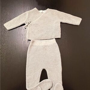 Zara Gray Knit Baby Outfit Set